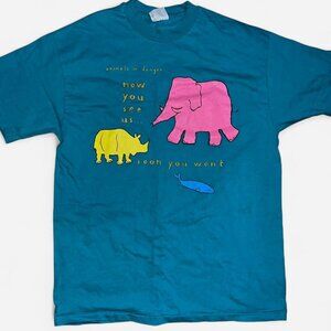 Vintage The Body Shop  T-Shirt Size Large Extinct Is Forever Animals 90's